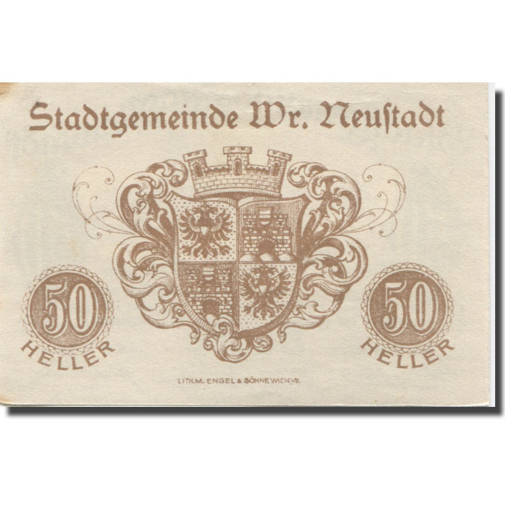Geldschein, Österreich, Neustadt, 50 Heller, château, 1920 VZ Mehl:FS 1230b