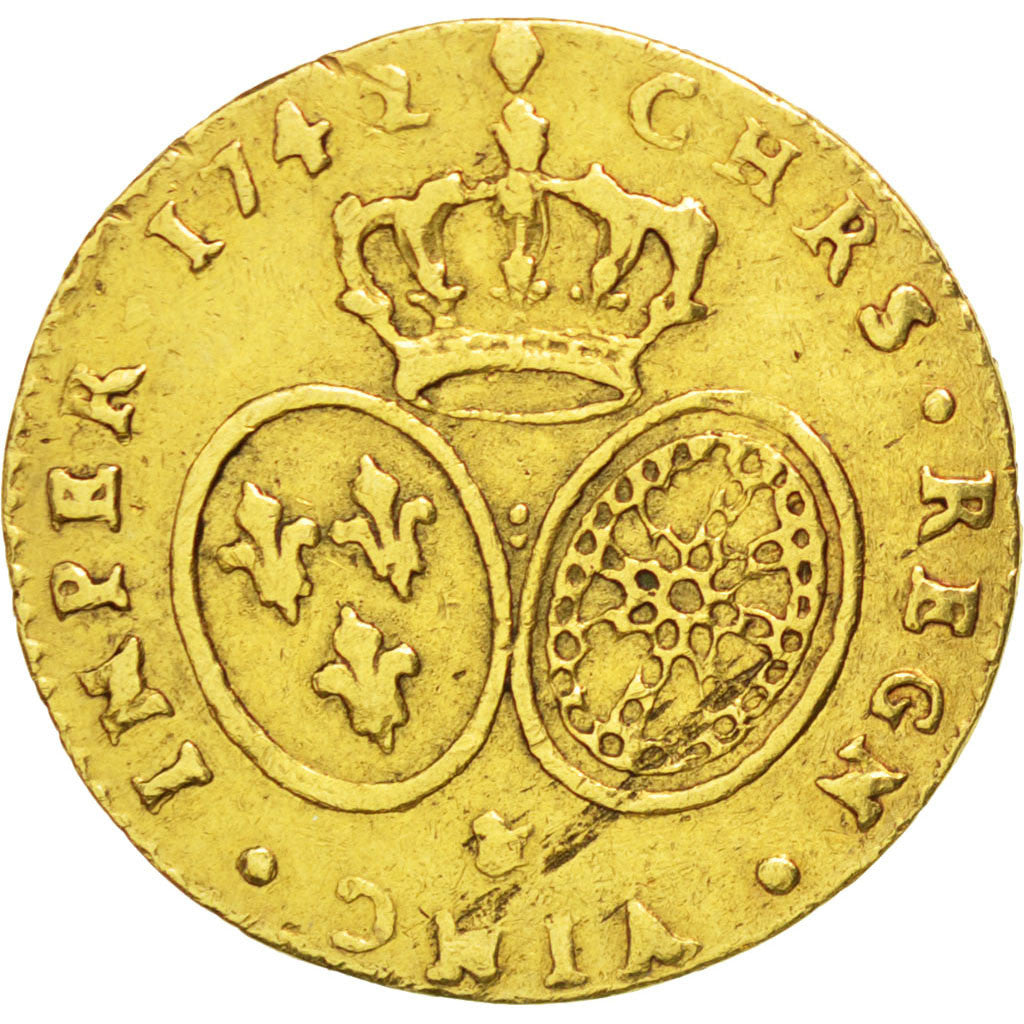 Monnaie, France, Louis XV, 1/2 Louis d'or au bandeau, 1/2 Louis d'or, 1742, Aix