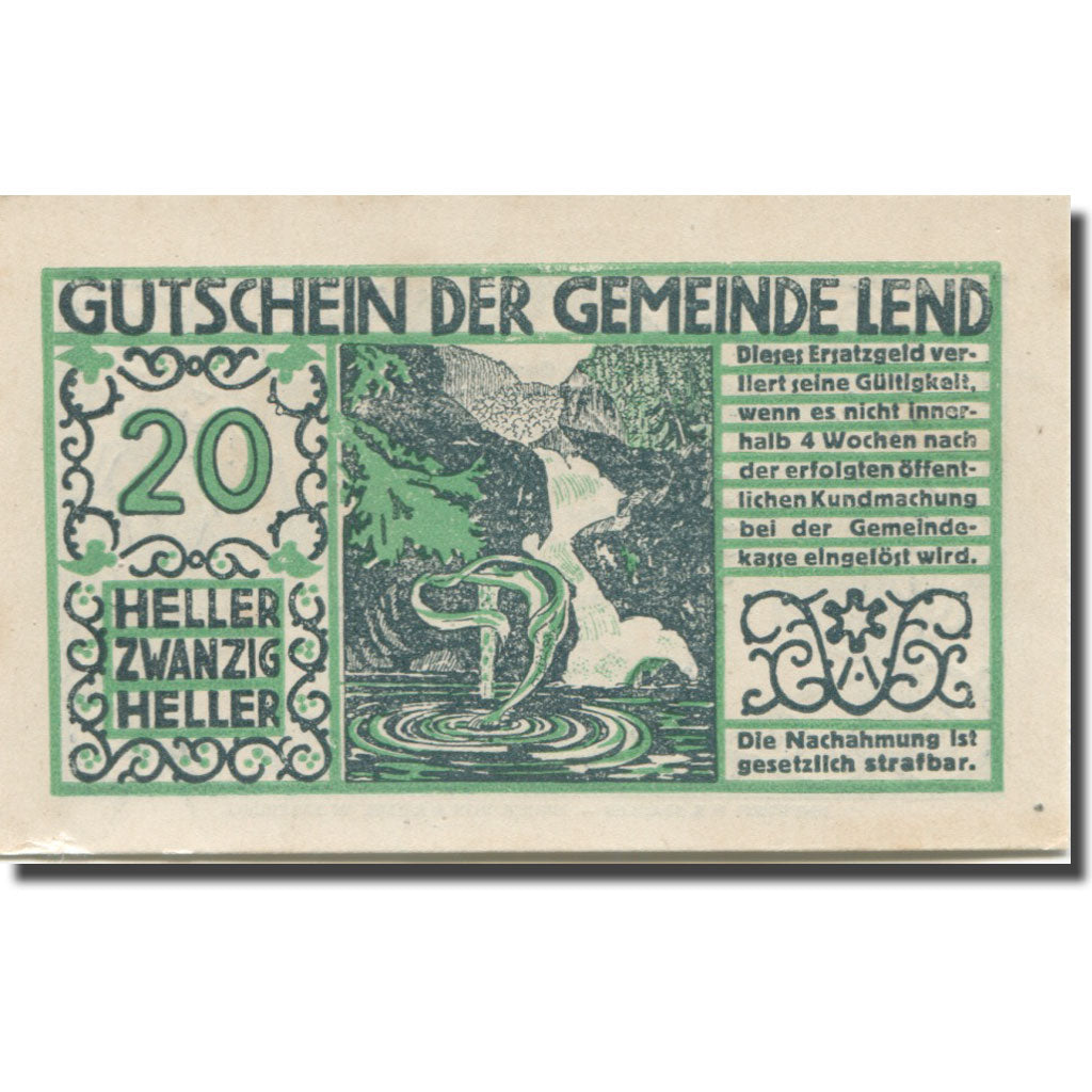 Banconote, Austria, Lend, 20 Heller, fleuve, 1920, SPL, Mehl:FS 511