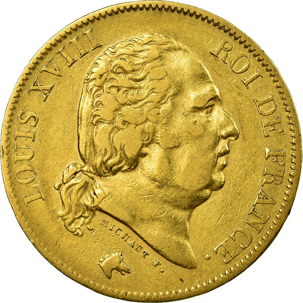 Moneda, Francia, Louis XVIII, Louis XVIII, 40 Francs, 1824, Paris, MBC, Oro