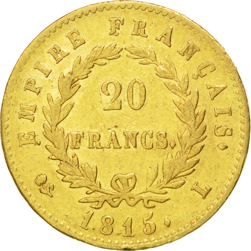 FRANCE, 20 Francs, 1815, Bayonne, KM #705.2, EF(40-45), Gold, Gadoury #1025a,...