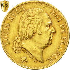 France, Louis XVIII, 40 Francs or, 1822 H, KM:713.3, PCGS XF45
