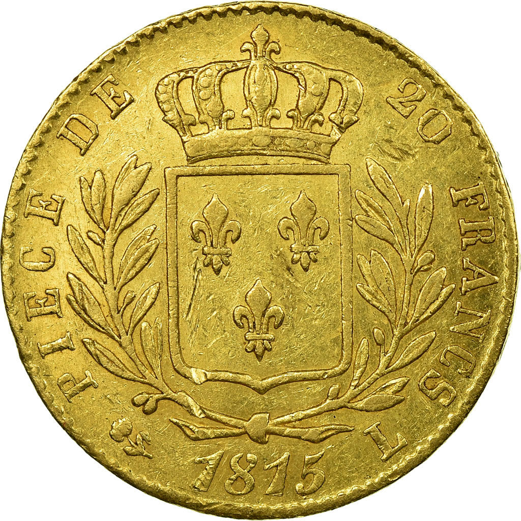 Coin, France, Louis XVIII, Louis XVIII, 20 Francs, 1815, Bayonne, AU(50-53)