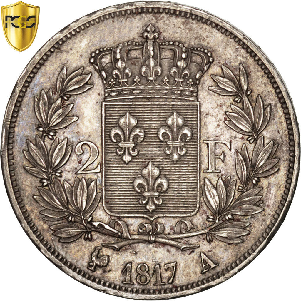 Coin, France, Louis XVIII, Louis XVIII, 2 Francs, 1817, Paris, PCGS, AU58
