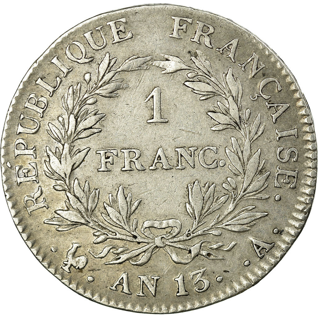 Moneta, Francia, Napoléon I, Franc, 1805, Paris, BB+, Argento, KM:656.1