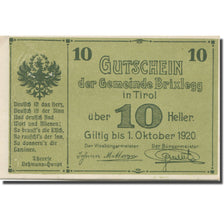 Banknote, Austria, Brixlegg, 10 Heller, paysage, 1920 UNC(63) Mehl:FS 104a