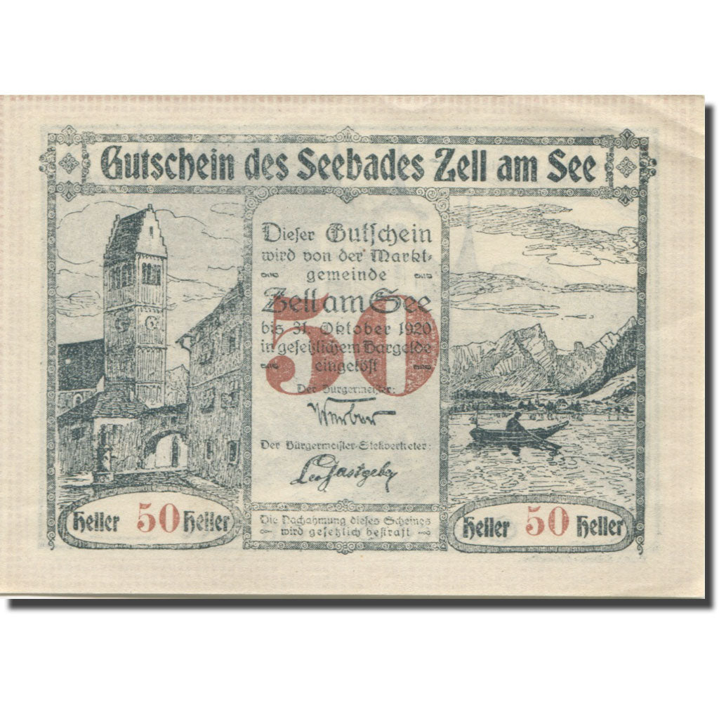 Banknote, Austria, Zell am See, 50 Heller, lac, 1920, UNC(63) Mehl:FS 1270II