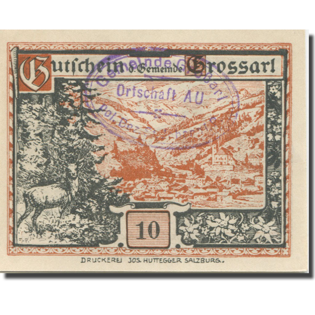 Banknote, Austria, Grossarl, 10 Heller, Forêt, 1920 UNC(65-70) Mehl:FS 290e