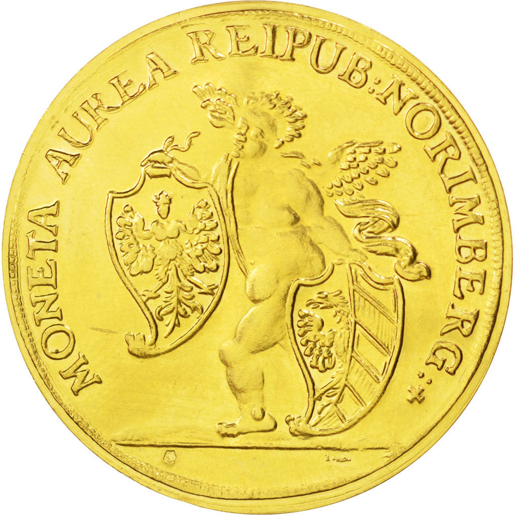 Germany, 5 Ducat, 1677, RESRTIKE, KM #191, MS(63), Gold, 22.98