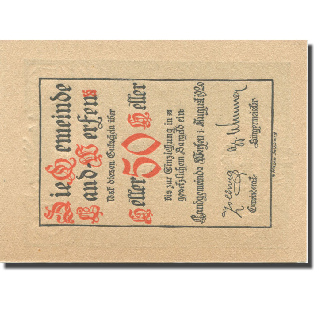 Banknote, Austria, Werfen, 50 Heller, Eglise, 1920, UNC(65-70), Mehl:FS 1172