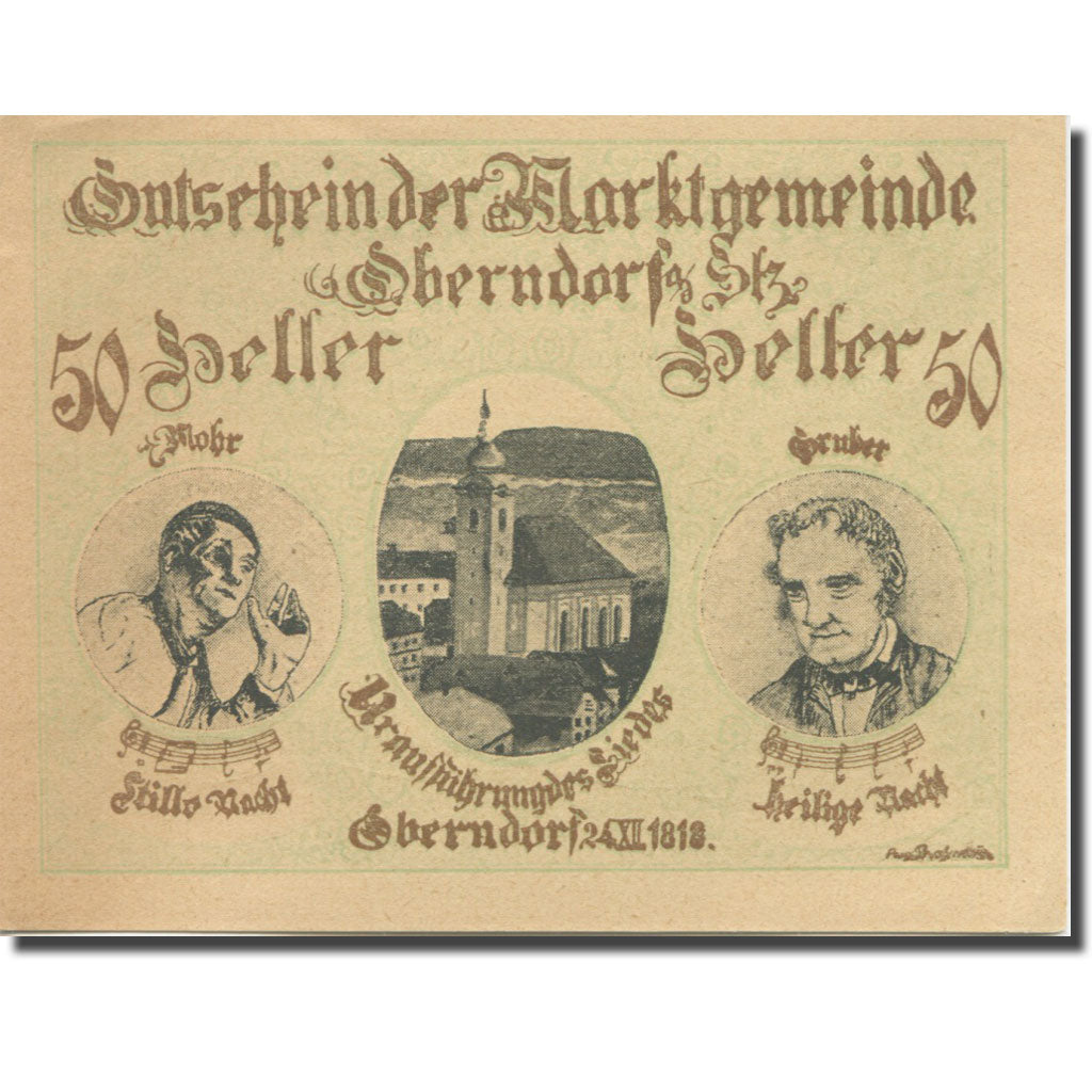 Banknote, Austria, Oberndorf, 50 Heller, personnage, 1920 UNC(63) Mehl:FS 690a
