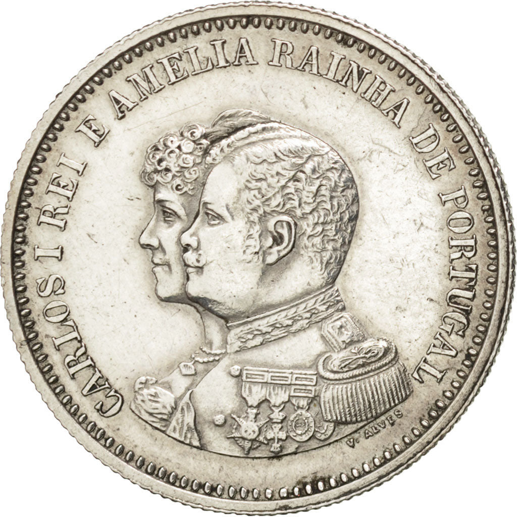 PORTUGAL, 200 Reis, 1898, KM #537, AU(55-58), Silver, 4.98