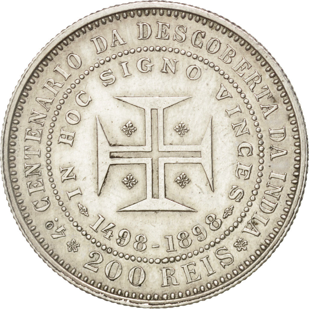 PORTUGAL, 200 Reis, 1898, KM #537, AU(55-58), Silver, 4.98