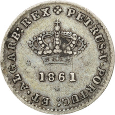 PORTUGAL, 50 Reis, 1861, KM #493, EF(40-45), Silver, 1.21