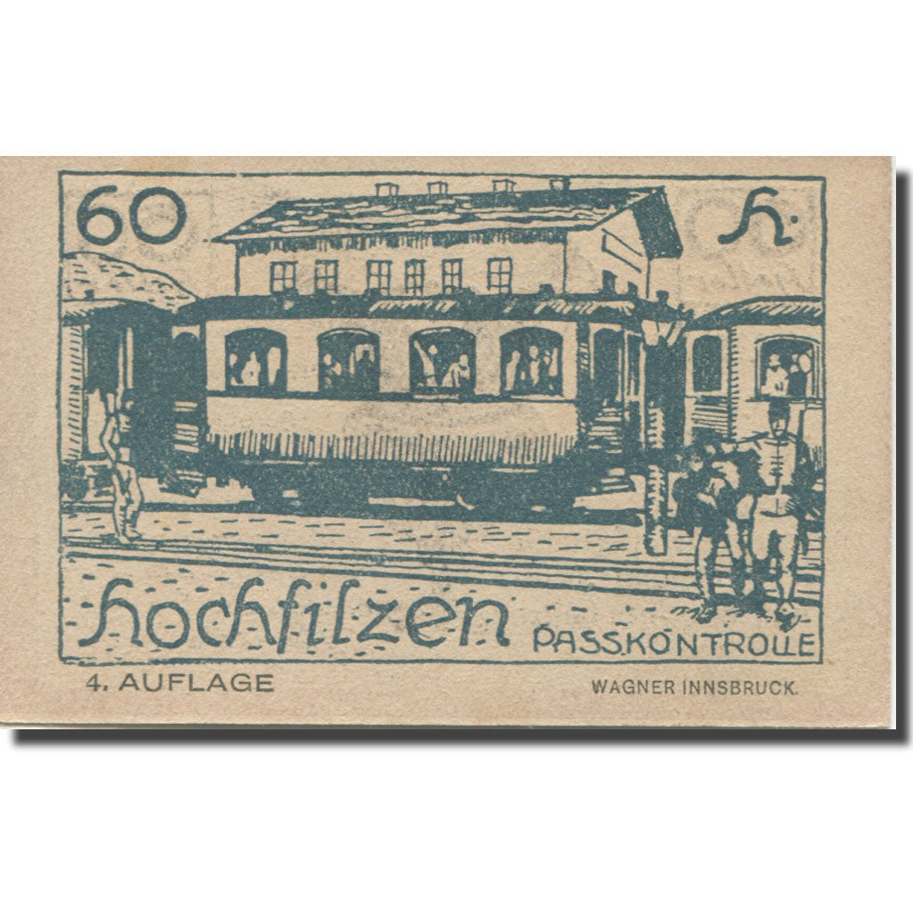 Banknote, Austria, Hochfilzen, 60 Heller, train, 1920 UNC(63) Mehl:FS 382a