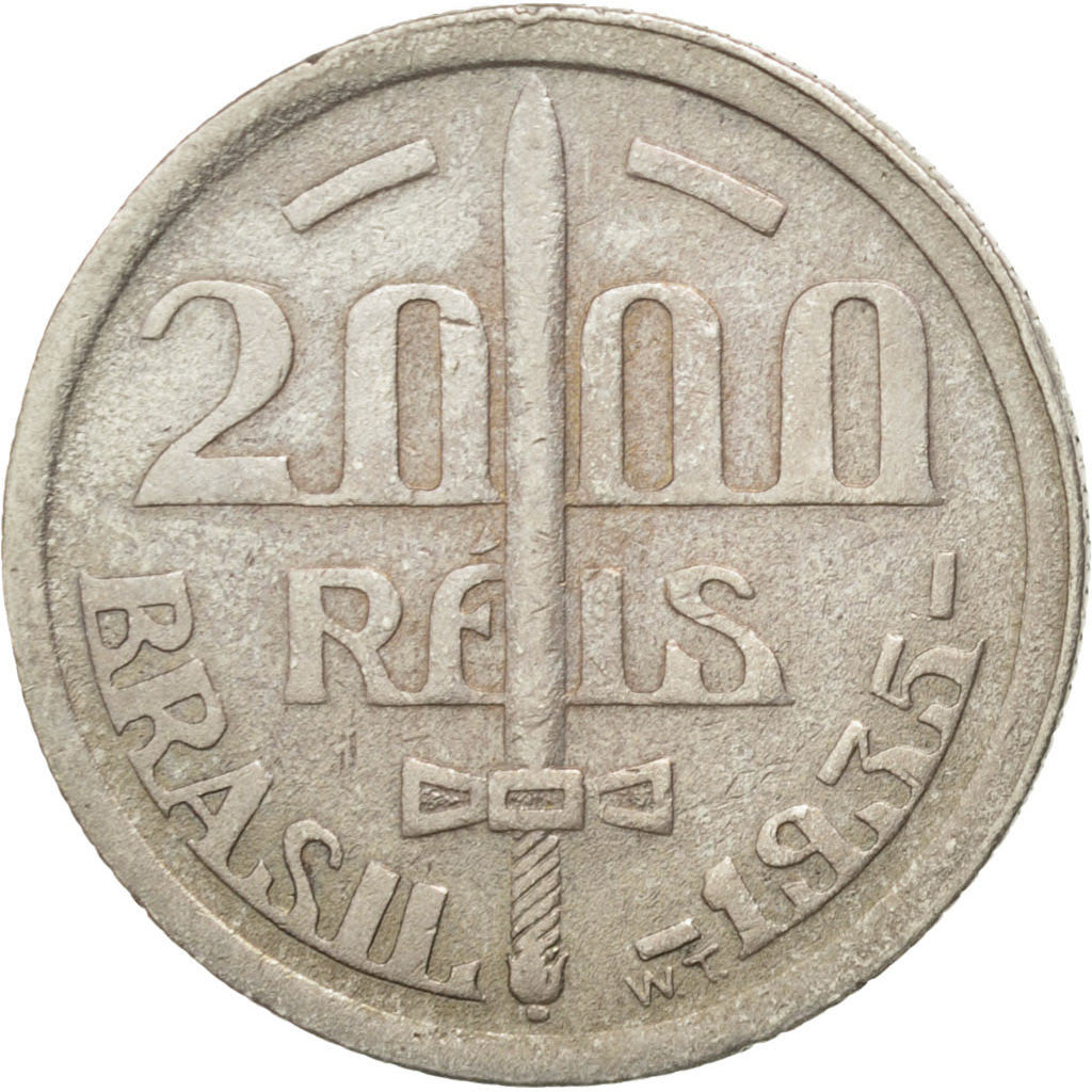 Coin, Brazil, 2000 Reis, 1935, EF(40-45), Silver, KM:535