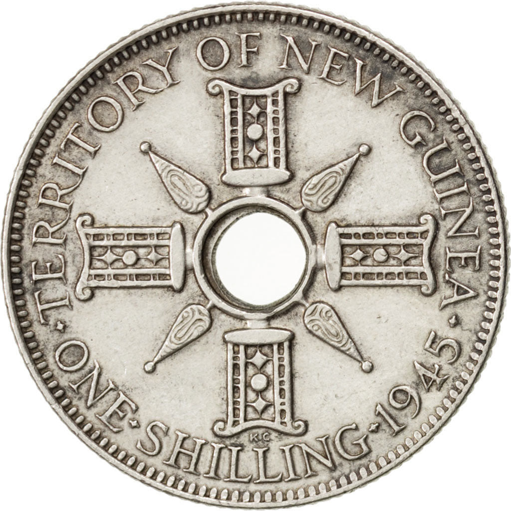 NEW GUINEA, Shilling, 1945, KM #8, AU(55-58), Silver, 23.5, 5.38
