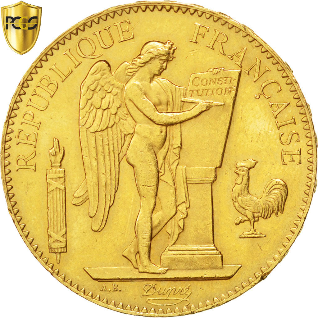 France, Génie, 100 Francs or, 1885 A, Paris, KM:832, PCGS MS61