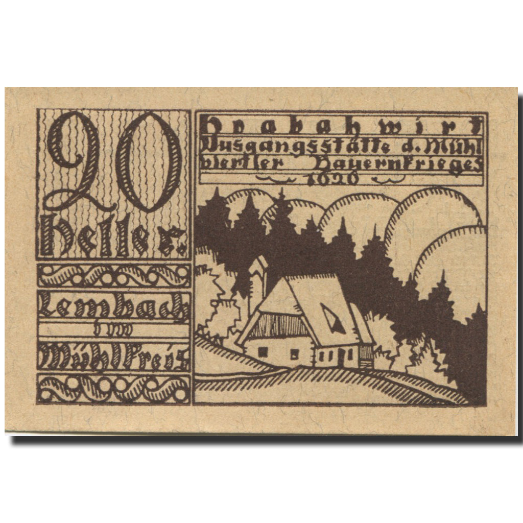 Banknote, Austria, Lembach, 20 Heller, montagne, UNC(63), Mehl:FS 510b