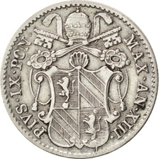 ITALIAN STATES, 5 Baiocchi, 1858, Roma, KM #1341b, EF(40-45), Silver, 1.40