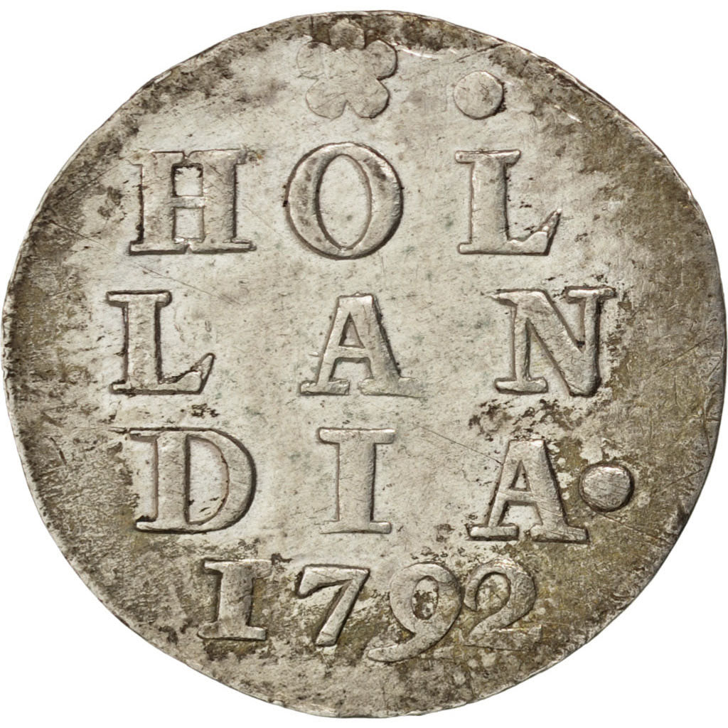NETHERLANDS, 2 Stuivers, Double Wapenstuiver, 1792, KM #48, AU(50-53), Silver,..