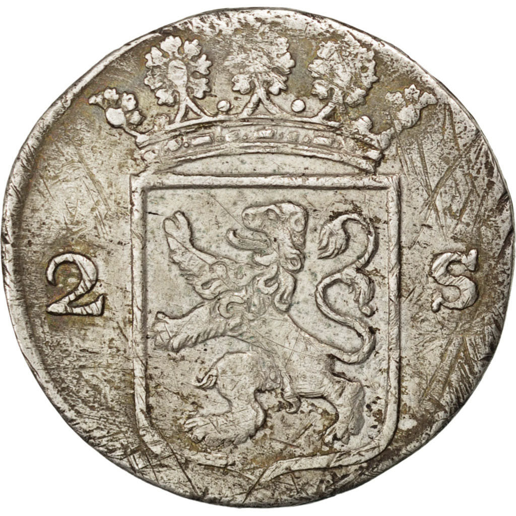 NETHERLANDS, 2 Stuivers, Double Wapenstuiver, 1792, KM #48, AU(50-53), Silver,..