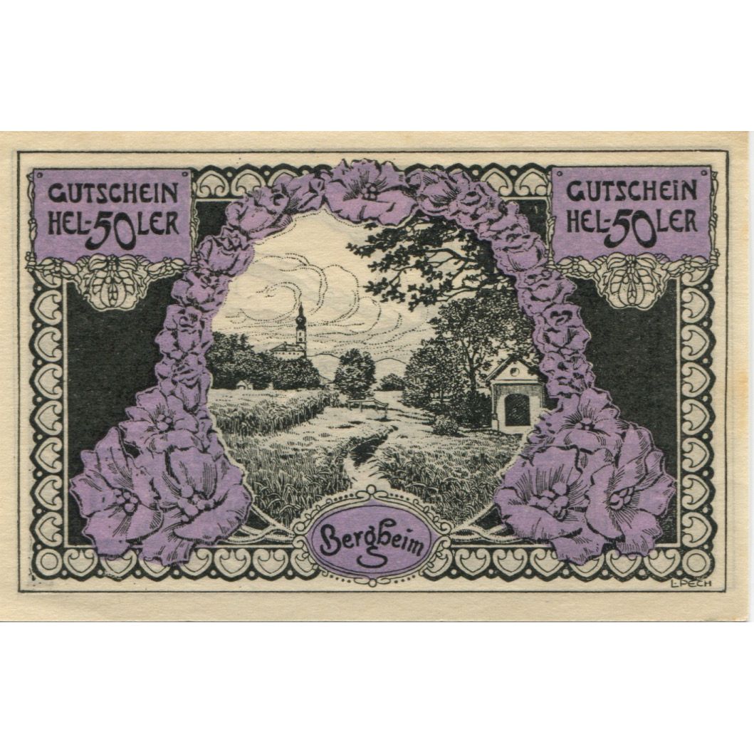 Banknote, Austria, Bergheim, 50 Heller, Eglise 1, 1920 UNC(63) Mehl:FS 82I