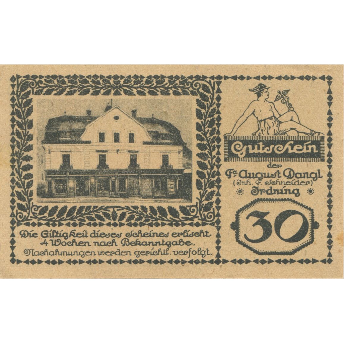 Banknote, Austria, Irdning, 30 Heller, montagne, 1920 UNC(63), Mehl:FS 416