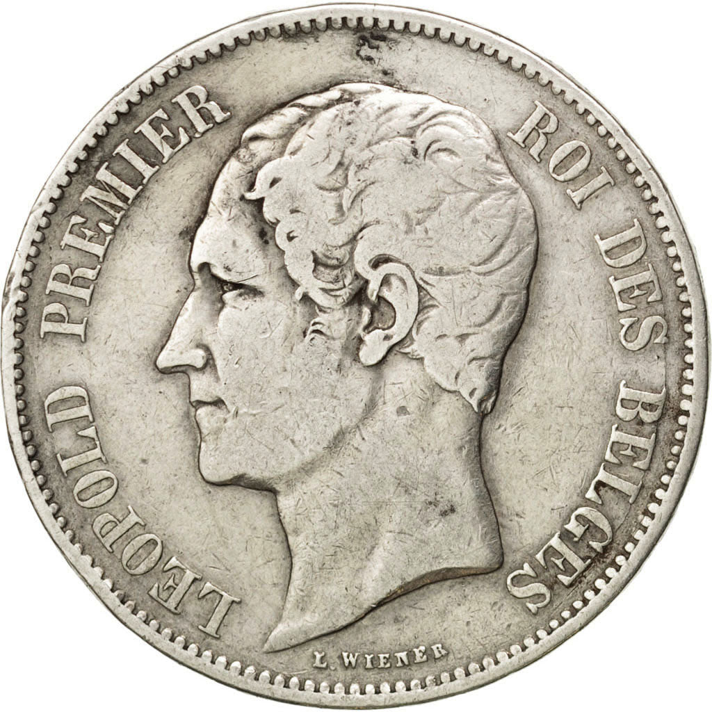 BELGIUM, 5 Francs, 5 Frank, 1850, KM #17, VF(20-25), Silver, 24.62