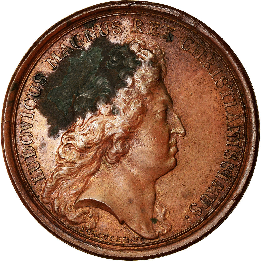 France, Medal, Louis XIV, Secours de Messine, History, 1675, Mauger, EF(40-45)