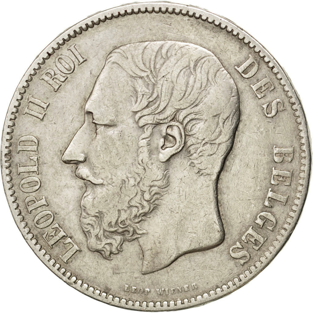 BELGIUM, 5 Francs, 5 Frank, 1870, KM #24, EF(40-45), Silver, 24.86