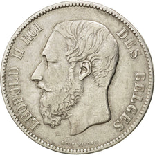 BELGIUM, 5 Francs, 5 Frank, 1870, KM #24, EF(40-45), Silver, 24.86
