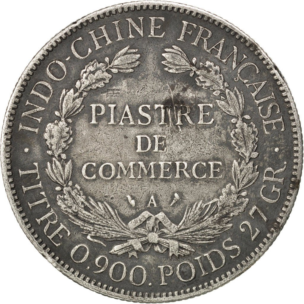 FRENCH INDO-CHINA, Piastre, 1907, Paris, KM #5a.1, VF(30-35), Silver, Lecompte..