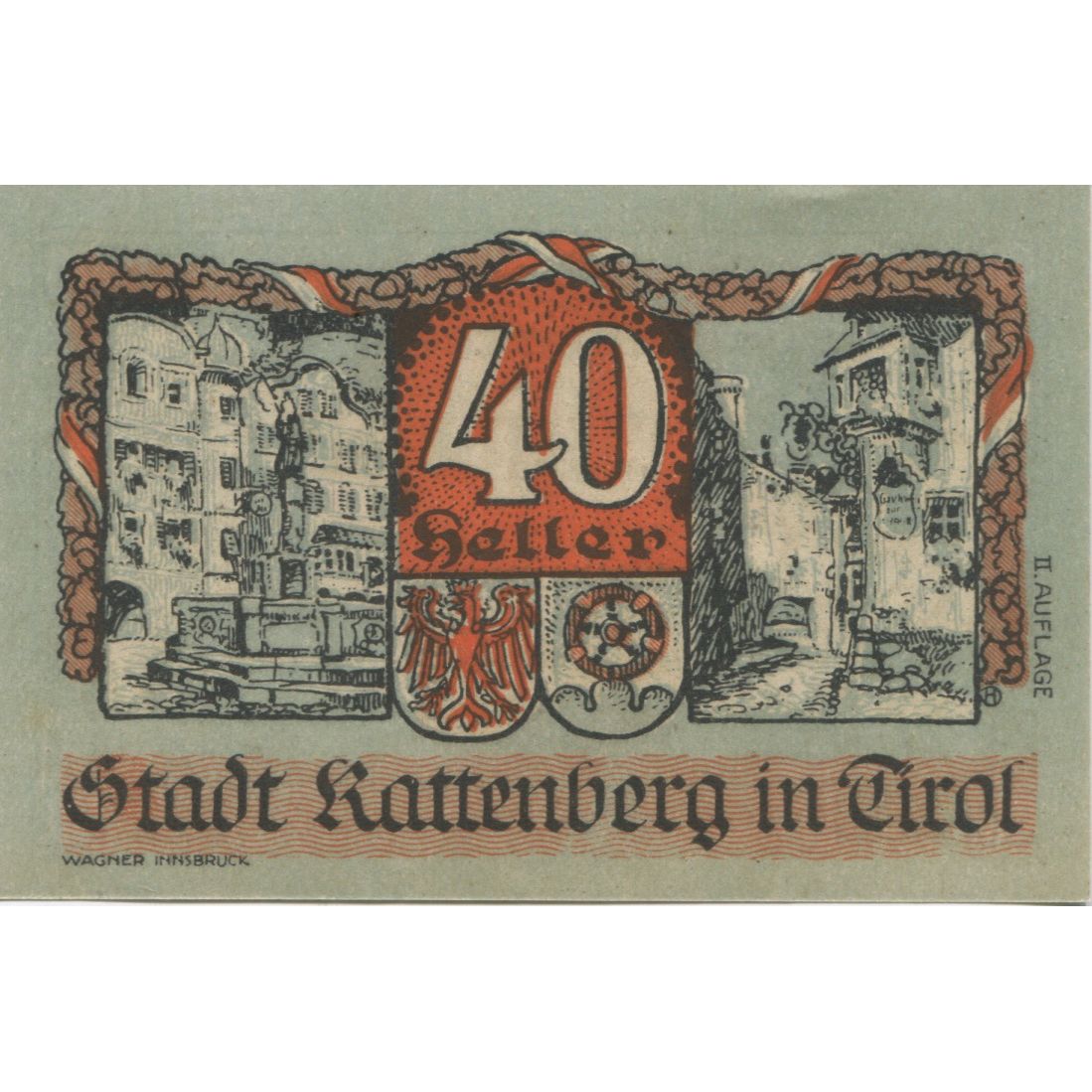 Banknote, Austria, Rattenberg, 40 Heller, place, 1920 UNC(63) Mehl:FS 821I