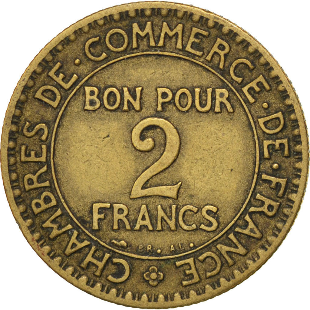 Coin, France, Chambre de commerce, 2 Francs, 1927, VF(30-35), Aluminum-Bronze