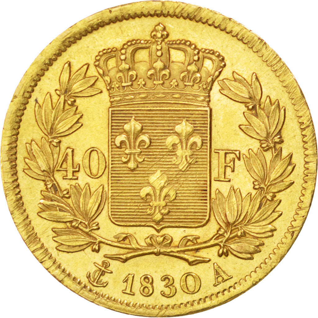 Charles X, 40 Francs or 1830 Paris tranche en creux, KM 721.1