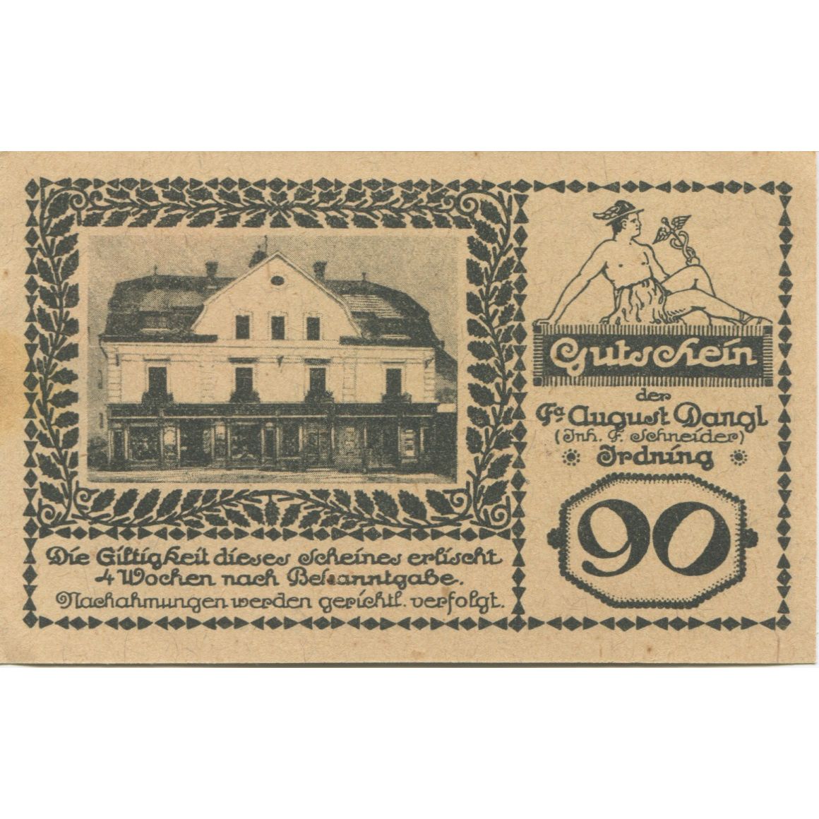 Banknote, Austria, Irdning, 90 Heller, paysage, UNC(63), Mehl:FS 416