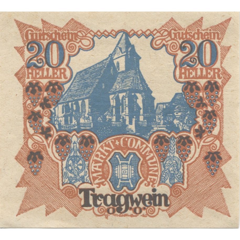 Banknote, Austria, Tragwein, 20 Heller, Eglise 1, 1921 UNC(63) Mehl:FS 1075Ia