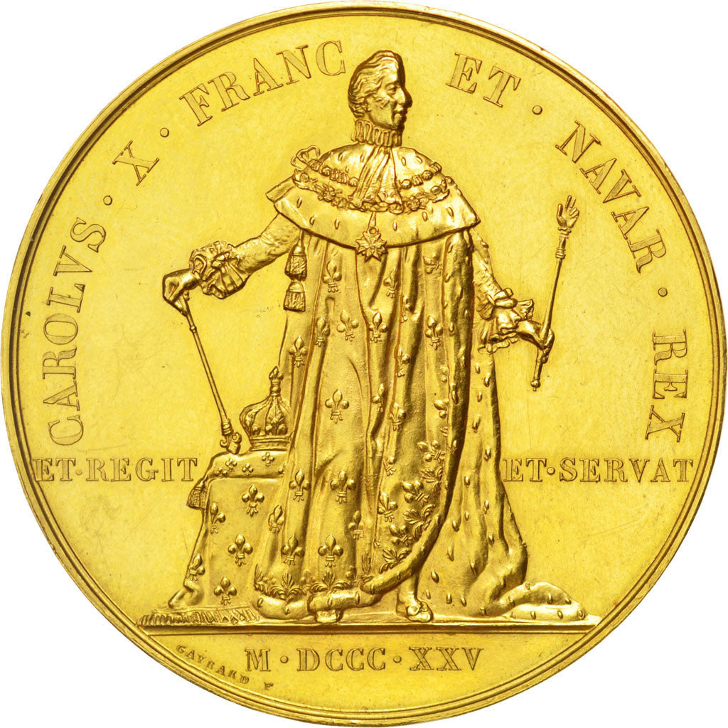 FRANCE, Charles X, Medal, 1825, AU(55-58), Gayrard, Gold, 45, 74.59