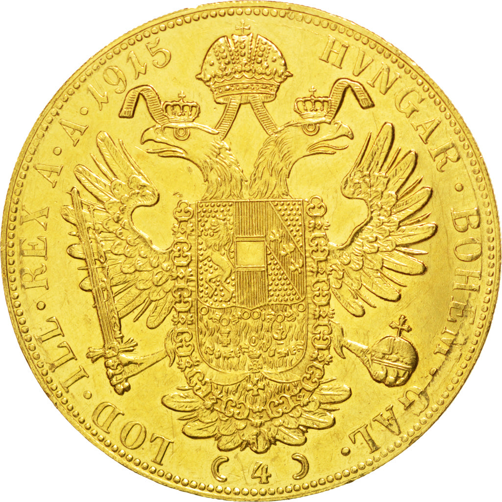 AUSTRIA, 4 Ducat, 1915, KM #2276, AU(55-58), Gold, 13.92