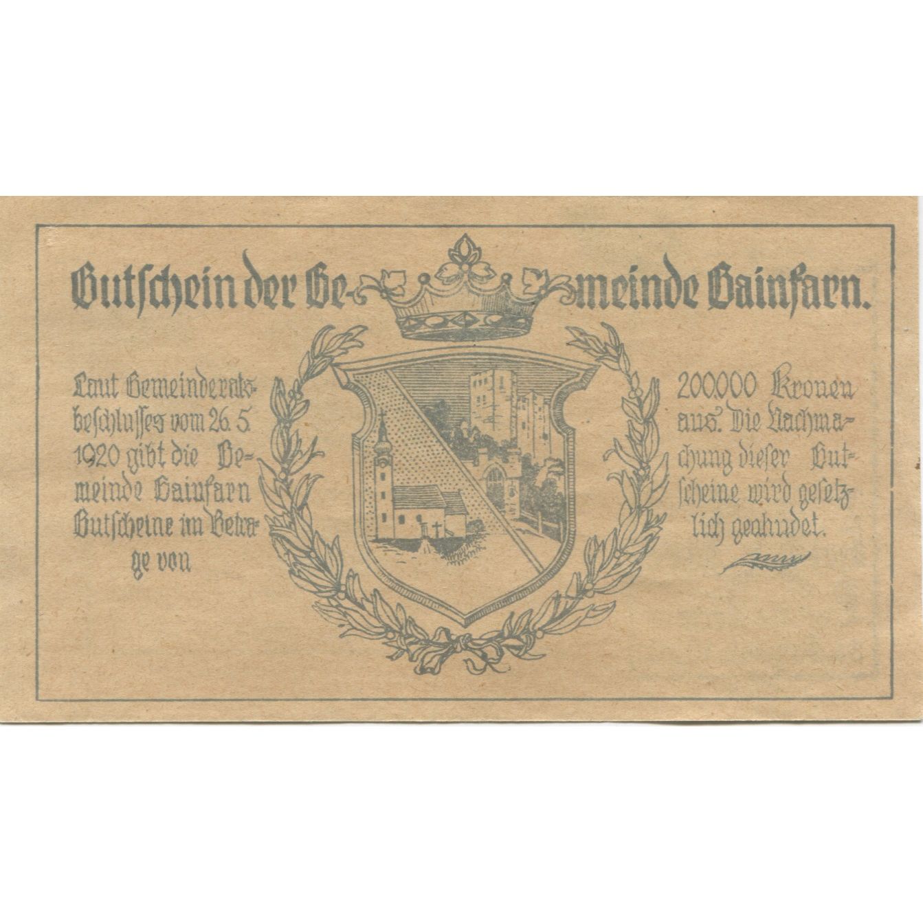 Banknote, Austria, Gainfarn, 10 Heller, rue, 1920-12-31, UNC(63), Mehl:FS 217a
