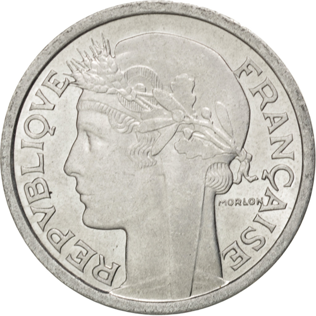 FRANCE, Morlon, Franc, 1959, KM #885a.1, MS(65-70), Aluminum, 23, Gadoury...