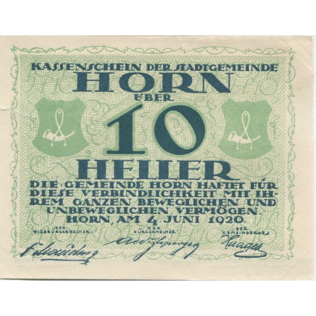 Banknote, Austria, Horn, 10 Heller, Blason, 1920, UNC(63), Mehl:FS 397