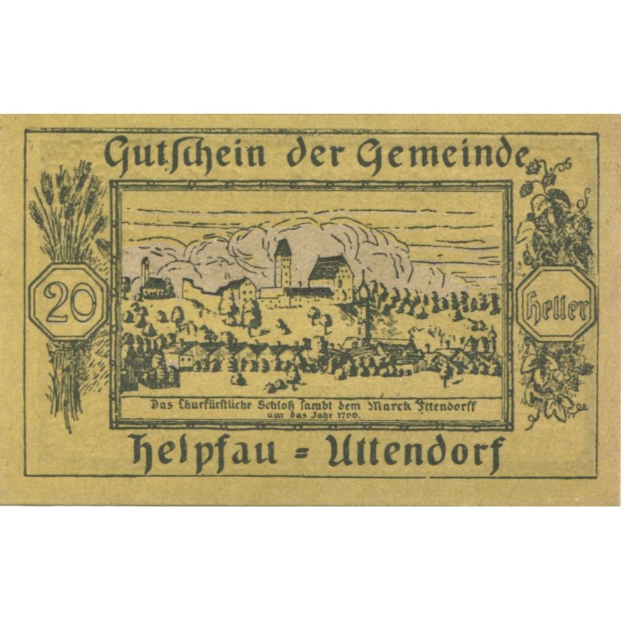 Banknote, Austria, Helpfau, 20 Heller, village, 1920 UNC(63) Mehl:FS 365Ia