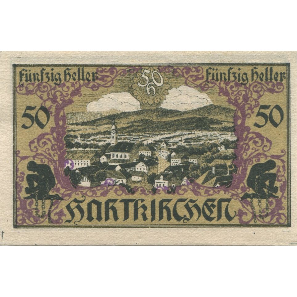 Banknot, Austria, Hartkirchen, 50 Heller, paysage, 1920, UNC(63), Mehl:FS 353IIb
