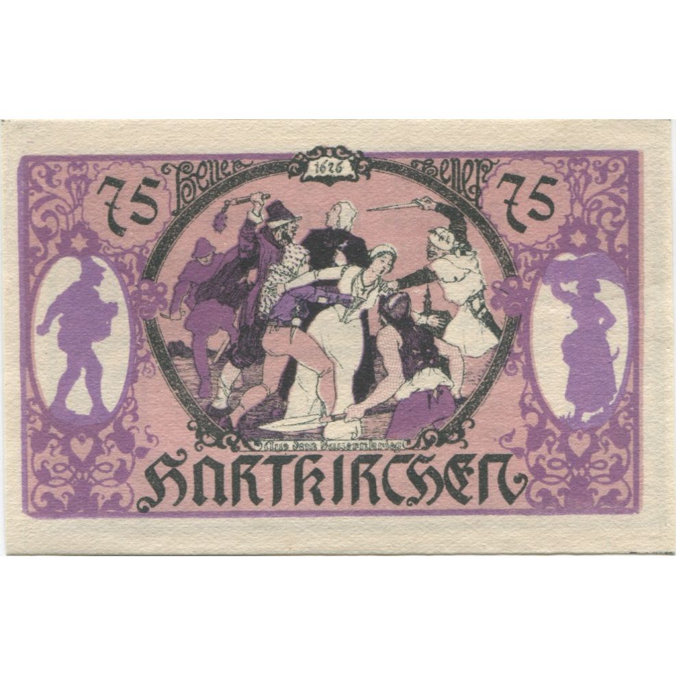 Nota, Áustria, Hartkirchen, 75 Heller, personnage, 1920, UNC(63) Mehl:FS 353IIb