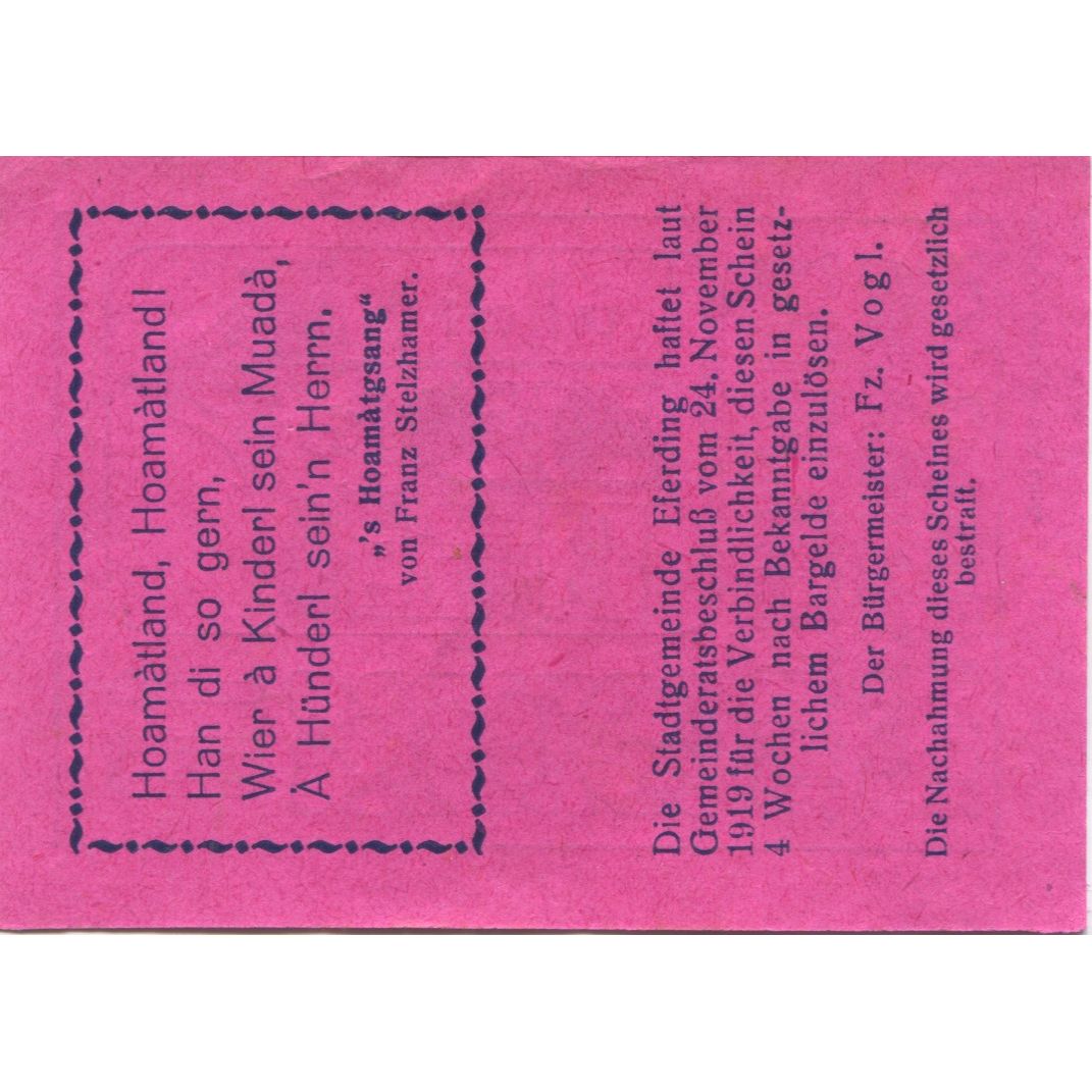 Banknot, Austria, Eferding, 10 Heller, mairie, 1920, UNC(63), Mehl:FS 152I