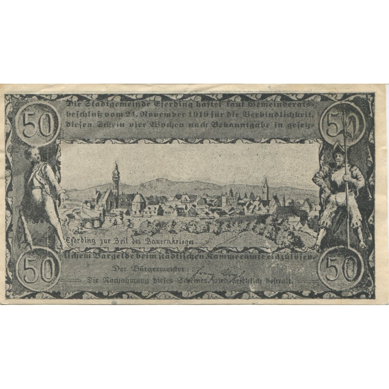 Billet, Autriche, Eferding, 50 Heller, village, 1920, SUP, Mehl:FS 152I