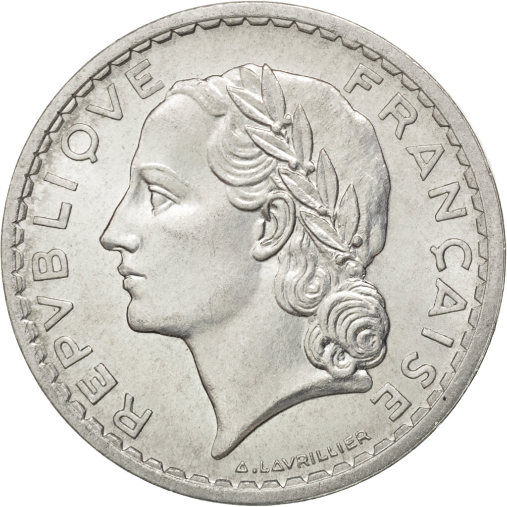 FRANCE, Lavrillier, 5 Francs, 1947, Paris, KM #888b.1, MS(65-70), Aluminum, 31,.