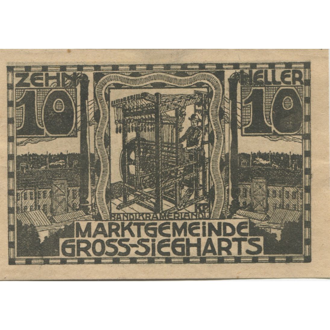 Geldschein Österreich Gross-Siegharts 10 Heller, Blason, 1920 UNZ- Mehl:FS 297a